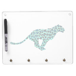 Leopard Black and Teal Print Dry Erase Board With Keychain Holder