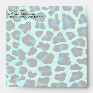 Leopard Black and Teal Print Envelope