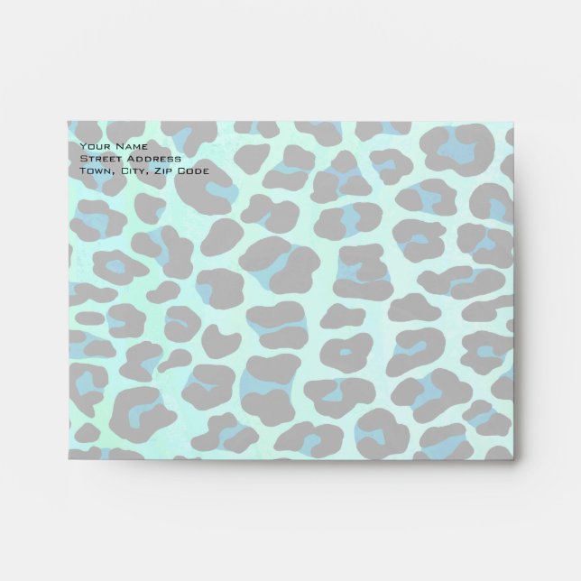 Leopard Black and Teal Print Envelope (Front)