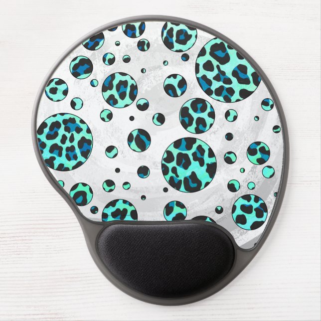 Leopard Black and Teal Print Gel Mouse Pad (Front)