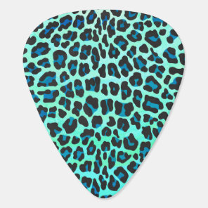Leopard Black and Teal Print Guitar Pick
