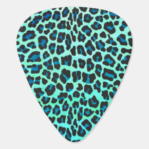 Leopard Black and Teal Print Guitar Pick