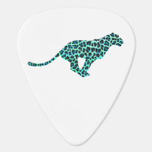 Leopard Black and Teal Print Guitar Pick