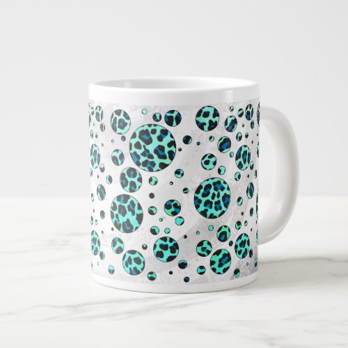 Leopard Black and Teal Print Large Coffee Mug