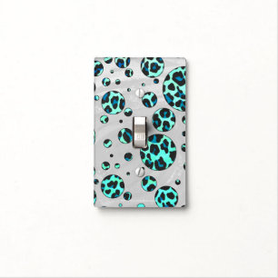 Leopard Black and Teal Print Light Switch Cover