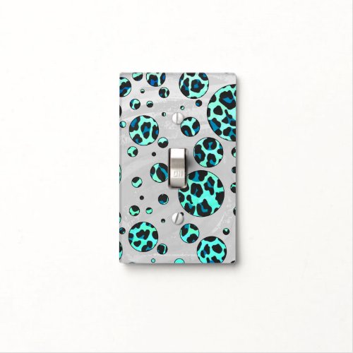 Leopard Black and Teal Print Light Switch Cover