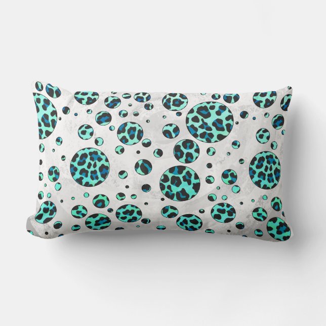 Leopard Black and Teal Print Lumbar Pillow (Front)