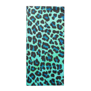 Leopard Black and Teal Print Napkin