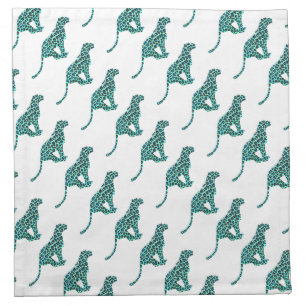 Leopard Black and Teal Print Napkin
