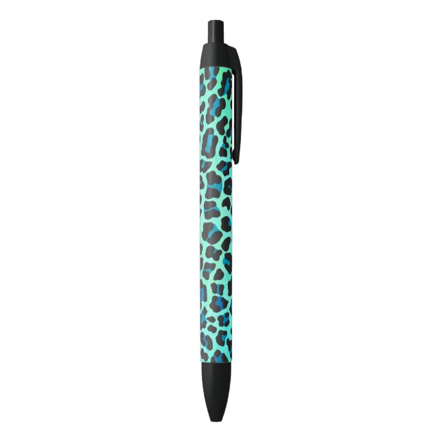 Leopard Black and Teal Print Pen (Bottom (Vertical))
