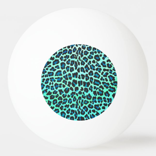 Leopard Black and Teal Print Ping-Pong Ball (Front)