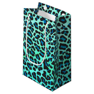 Leopard Black and Teal Print Small Gift Bag