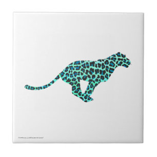Leopard Black and Teal Print Tile