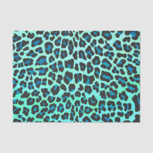 Leopard Black and Teal Print Tissue Paper