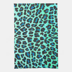 Leopard Black and Teal Print Towel