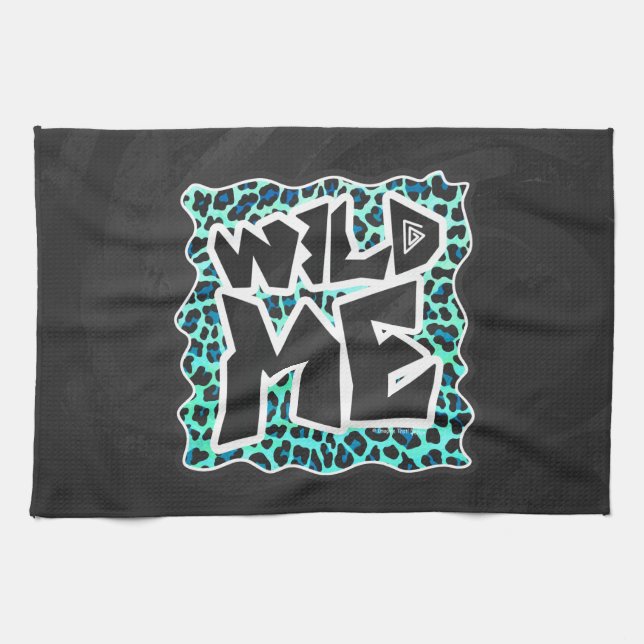 Leopard Black and Teal Print Towel (Horizontal)