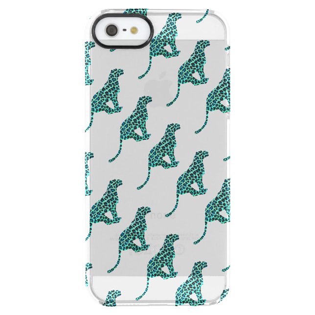 Leopard Black and Teal Print Uncommon iPhone Case (Back)