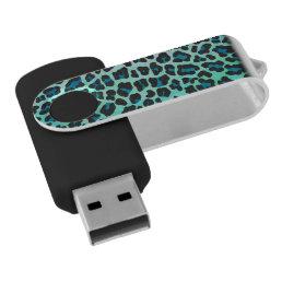 Leopard Black and Teal Print USB Flash Drive