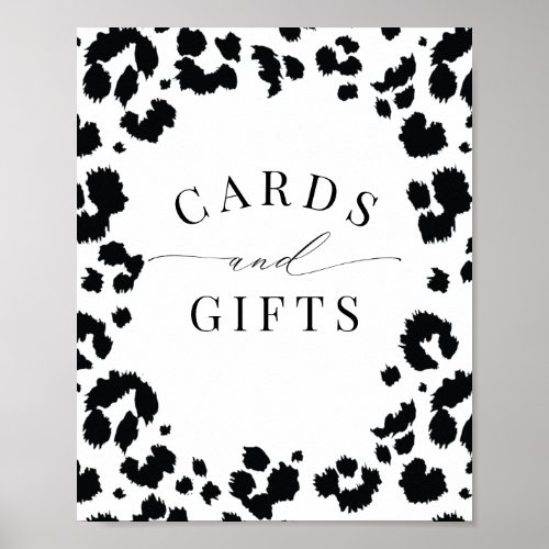 Leopard Black and White Cards & Gifts Sign - Leopard Black and White Cards & Gifts Sign - perfect for birthdays, baby showers or bachelorette parties.