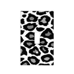 Leopard- Black and White Light Switch Cover