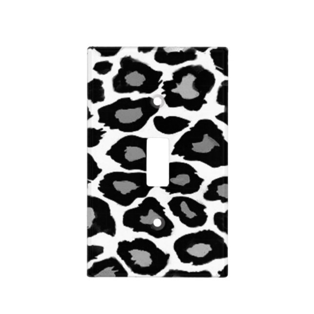 Leopard- Black and White Light Switch Cover (Front)