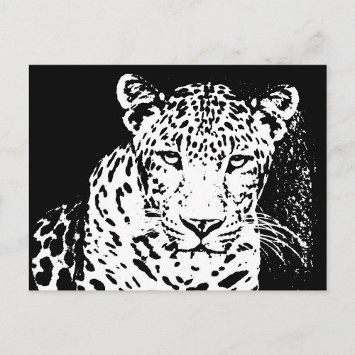 Leopard Black And White Portrait Postcards