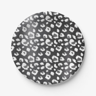 Leopard Black Animal Print Pattern Party Paper Plates