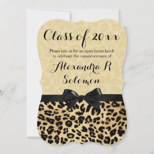 Leopard Black Bow Graduation/Party Invitation