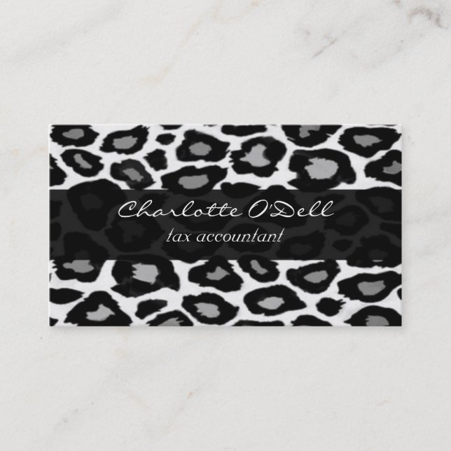 leopard; black business card (Front)