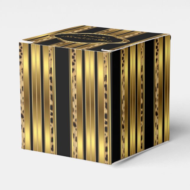 Leopard Black Gold Bachelorette Party Favor Box 2 (Front Side)