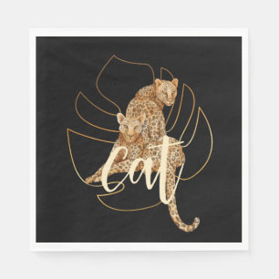 Leopard black paper napkins