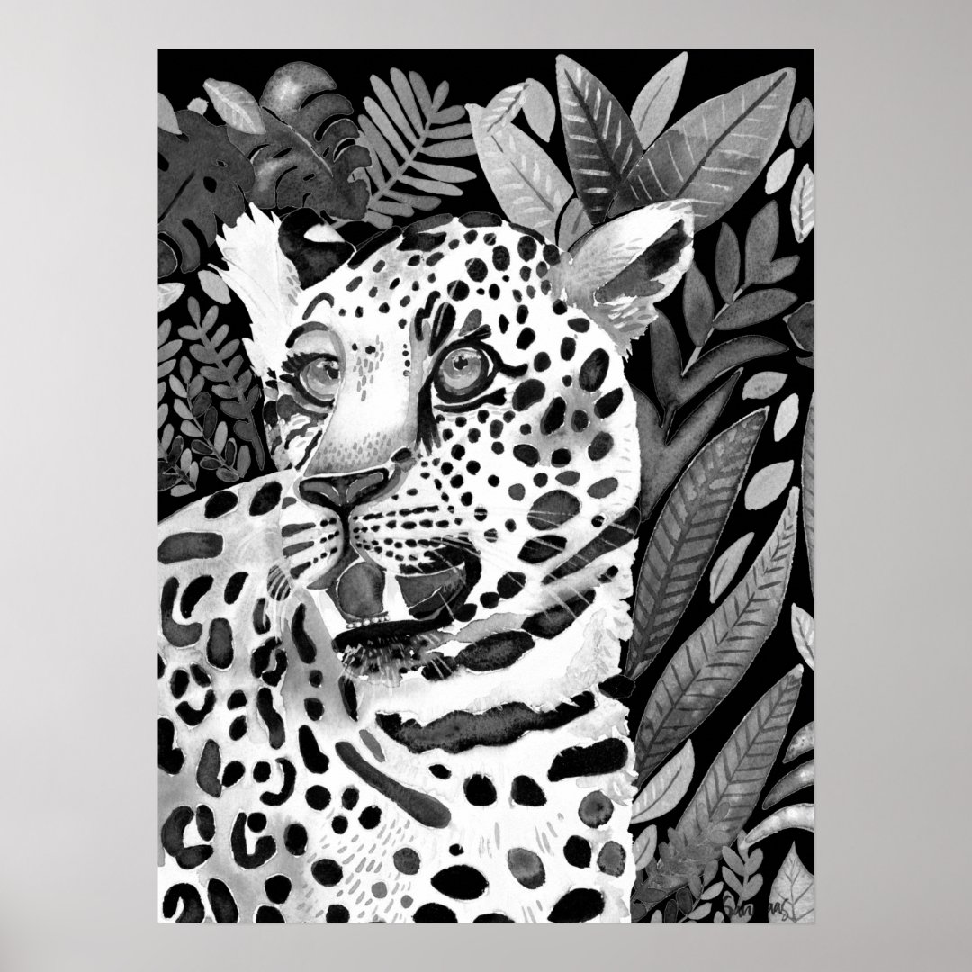 Leopard Black & White Poster Zazzle
