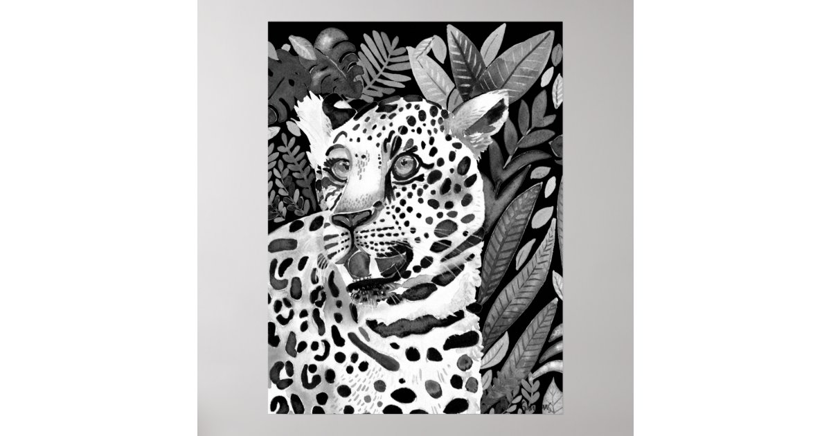 Leopard Black & White Poster | Zazzle