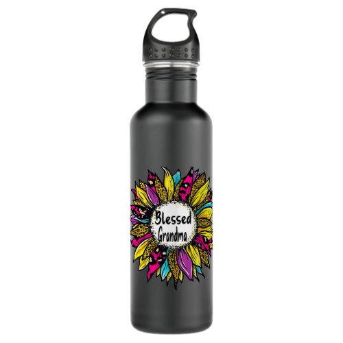 Leopard Blessed Grandma Sunflower Grandma Life Stainless Steel Water Bottle