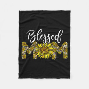 Leopard blessed mom sunflower mom life mother's da fleece blanket