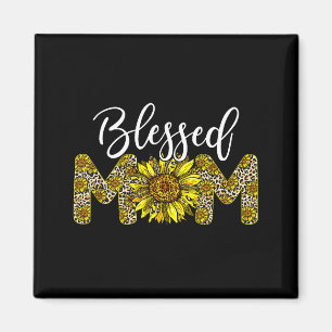 Leopard blessed mom sunflower mom life mother's da magnet