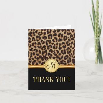Leopard Bling Monogram Thank You Cards by decor_de_vous at Zazzle