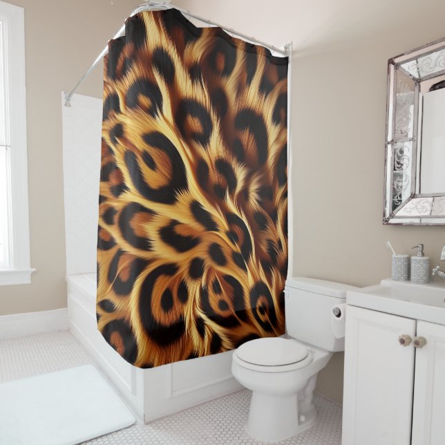 Leopard Bliss: Bold Prints, Cozy Nights Shower Curtain (In Situ)