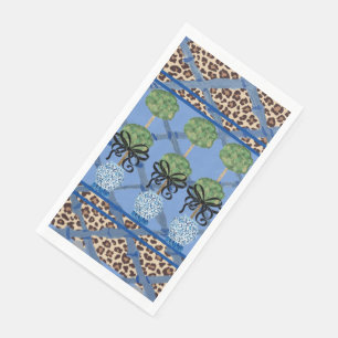 Leopard Blue Bamboo Chinoiserie Ginger Jar Paper Guest Towels