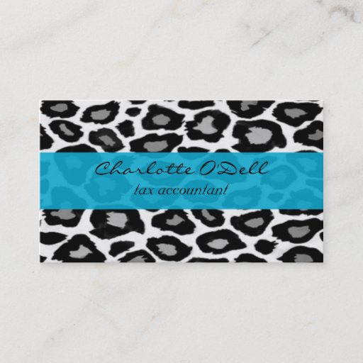 Customizable leopard; blue business card templates