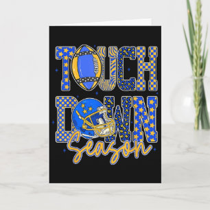 Leopard Blue Gold Checkered Football Touchdown Sea Card