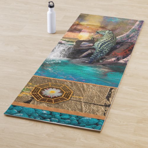 Leopard Blue Lagoon Yoga Mat