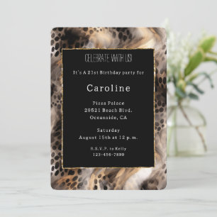 Leopard Bow Animal Print Birthday Invitation