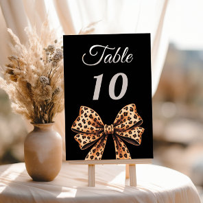 Leopard bow black brown table number
