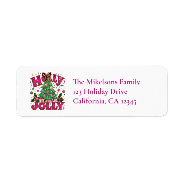 Leopard Bow Holly Jolly Label (Front)