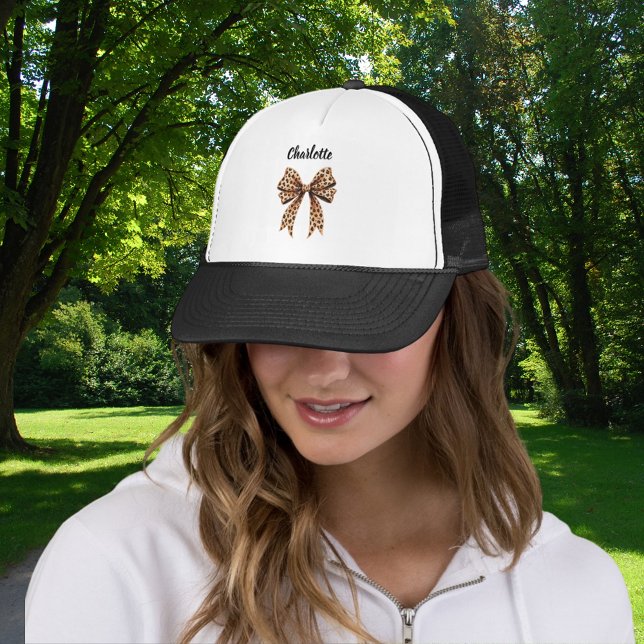 Leopard bow name trucker hat (Creator Uploaded)