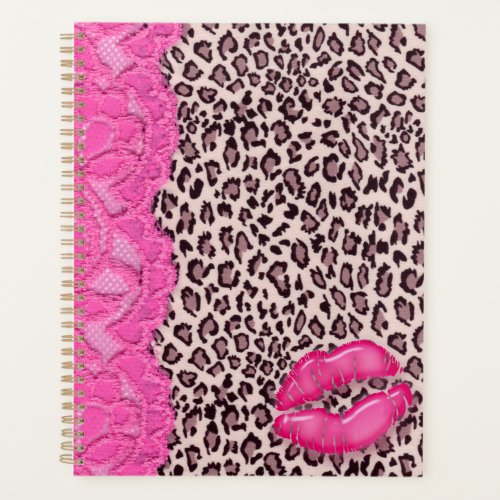Leopard Bra Lace Pink Glossy Lips Planner