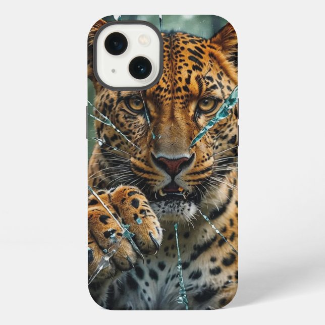 Leopard breaking through  iphone case (Back)