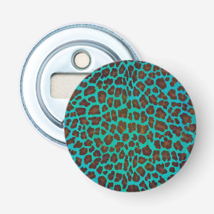 Leopard Brown and Teal Print Bottle Opener