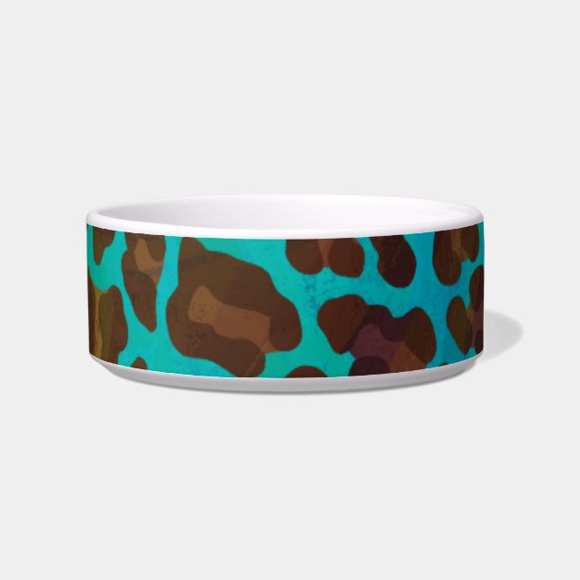 Leopard Brown and Teal Print Bowl (Right)